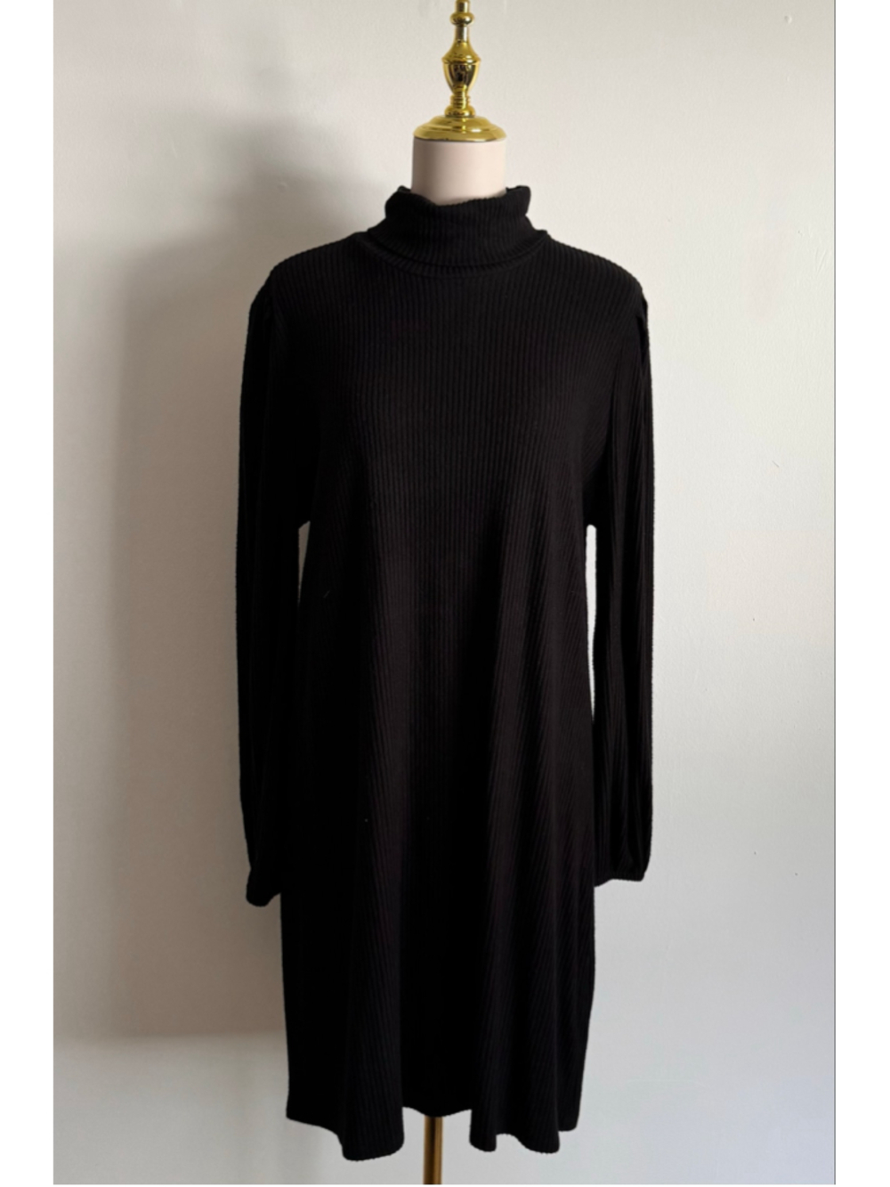 Women's Ophelia Roe Black Ribbed Turtleneck Sweater Dress Size XL